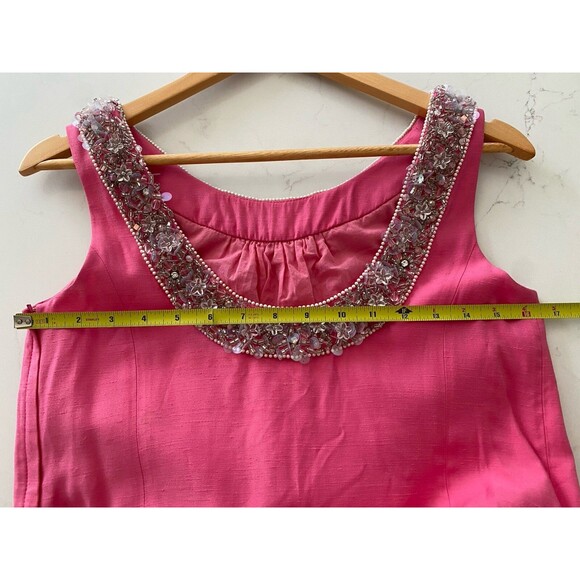 Lilly Pulitzer Jubilee Collection Beaded Shift Dress Pink White 4 Small - Picture 8 of 11